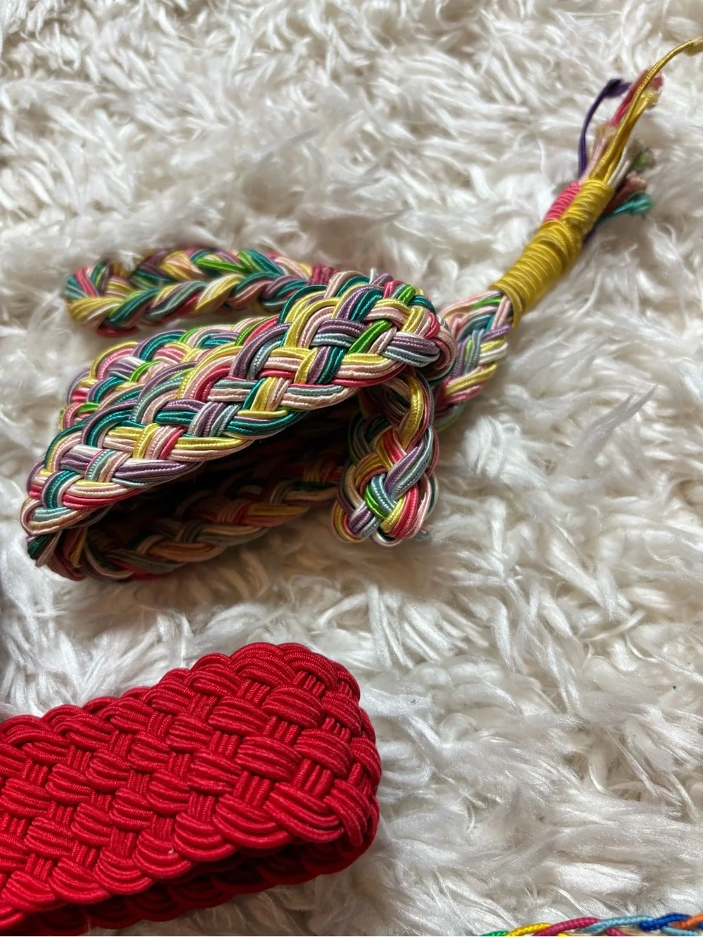 Lot of 6 Vintage Multicolor Woven Belts-1 Sequin Belt Fashion Accessory